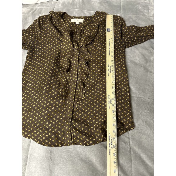 Ann Taylor Loft Light Long Sleeved Brown and Tan‎ Full Print Blouse Size Small - Picture 6 of 7